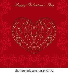 Vector Image. Postcard Valentine's Day. Heart and floral patterns.