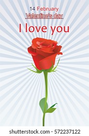 vector image of poster, greeting cards the fourteenth of February, Valentine's Day, I love you