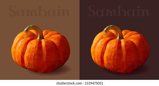 Vector image. Poster with pumpkin. The feast of harvest. Celtic custom. Samhain. Autumn.