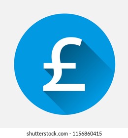Vector image of a pound sign on blue background. Flat image pound icon with long shadow. Layers grouped for easy editing illustration. For your design.