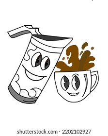 vector image of pouring coffee into a cup