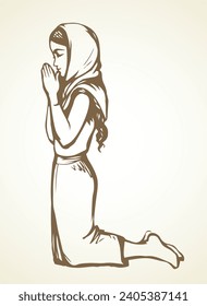 Vector image of the praying girl