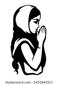 Vector image of the praying girl