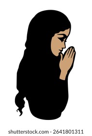 Vector image of the praying girl