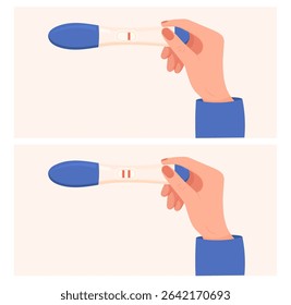 Vector Imagen de una prueba de embarazo. El bebé tan esperado. Prueba para detectar la presencia de GCH en el cuerpo. Elemento para su diseño.