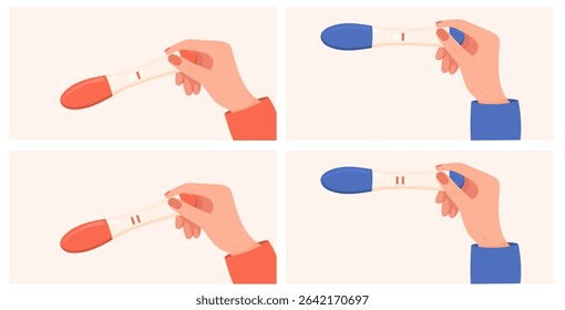 Vector image of a pregnancy test. The long-awaited baby. Test for the presence of hCG in the body. Element for your design.