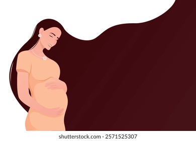 Vector image of a pregnant girl. Concept of pregnancy and bearing a child. Element for your design