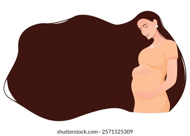 Vector image of a pregnant girl. Concept of pregnancy and bearing a child. Element for your design