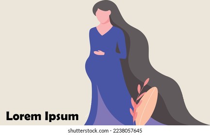 Vector image of pregnant woman for banner logo designs
