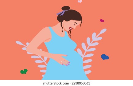 Vector image of pregnant woman for banner logo designs