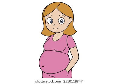 A vector image of a pregnant woman typically features a stylized, simplified figure of a woman with a visible baby bump, often using clean lines and vibrant colors. It aims to convey warmth.