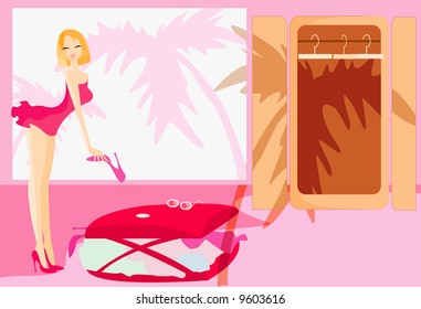 vector image of preparations for travel