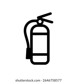 Uma imagem vetorial apresenta um ícone estilizado e isolado do extintor de incêndio em contorno preto sobre um fundo branco, enfatizando seu papel como um dispositivo de segurança crucial.
