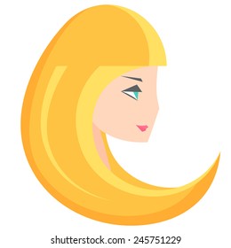 vector image of pretty blonde girl profile isolated on white