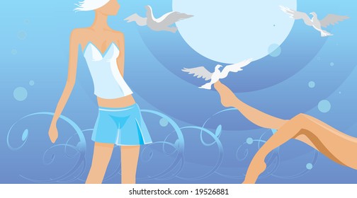 vector image of pretty girl