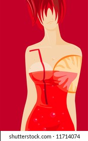 vector image of pretty girl with bodyart