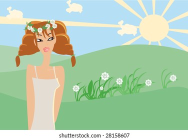 vector image of pretty slim girl