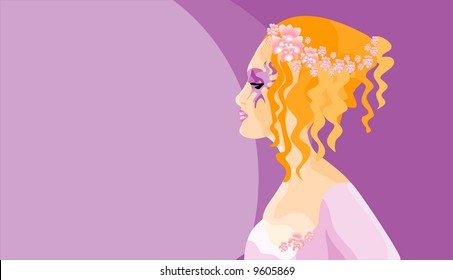 vector image of pretty woman with mask.