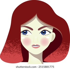 vector image of a pretty woman with red hair. Avatar