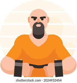 Vektorbild eines Gefangenen in der Gefängniszelle.

