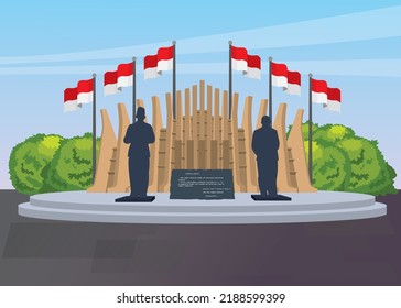 Vector Image: Proclamation Park with Soekarno-Hatta statue at Jakarta, Indonesia