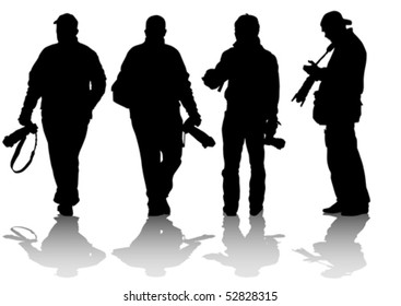 Vektorbild von professionellen Fotografen mit Arbeitsausrüstung