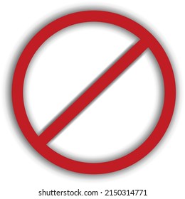 vector image of a prohibition sign icon on a white background with shadows