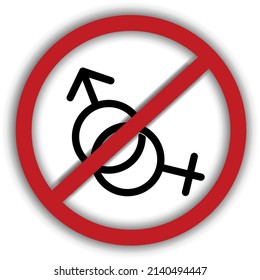 imagen vectorial de un signo de prohibición que indica que no hay sexo en un lugar público