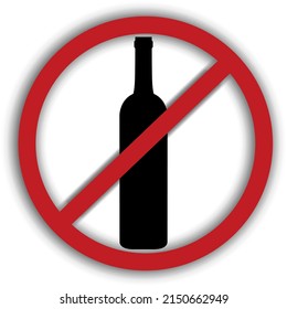 Imagen vectorial de una señal de prohibición en la que se ha tachado una botella de alcohol, está prohibido pintar alcohol