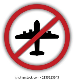 Imagen vectorial de un cartel de prohibición que muestra un avión, una prohibición de vuelo