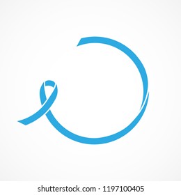 Vector image of prostate cancer awareness ribbon.Blue ribbon.