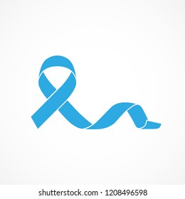 Vector image of prostate cancer awareness ribbon.Blue ribbon.