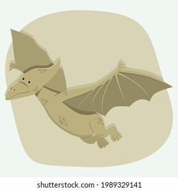 Vector image of a pterodactyl dinosaur. Cute children's character. Flat illustration.pterodactyl