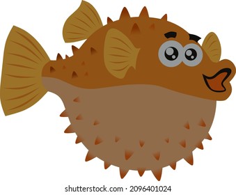 Vector image pufferfish with color. 