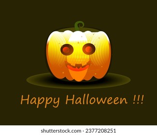 Imagen vectorial de una calabaza y un Feliz saludo de Halloween