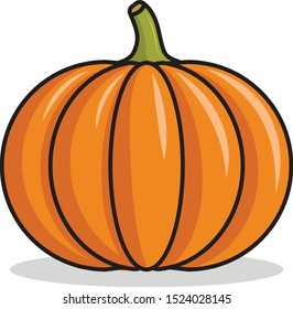 vector image pumpkin with ponytail, icon, transparent background