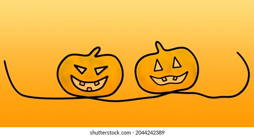 Vektorbild von Kürbissen für Halloween in Form einer durchlaufenden Linie