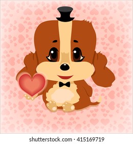 Vector image of a puppy that keeps the heart