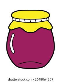 imagem vetorial de frasco roxo de recipiente de alimentos com tampa amarela.