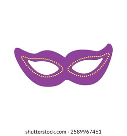 Vector image of purple mask for Mardi Gras carnival. Colored logo of party clothing element. Icon isolated on white background