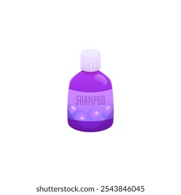 Vector image of a purple shampoo bottle for hair care. Designed for hygiene with a gentle formula suitable for daily use. Represents beauty and health