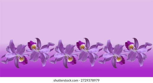 Imagen de Vector de la flor violeta púrpura de la orquídea como decoración para el uso del arte con el fondo púrpura del gradiente