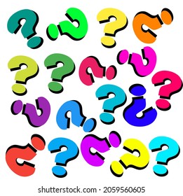 Vector image of question mark with various colors.