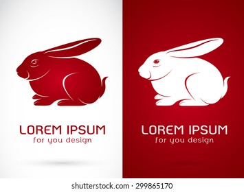 Vector image of a rabbit design on white background and red background, Logo, Symbol