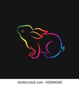 Vector image of an rabbit design on black background. Rabbit Icon, Vector rabbit for your design.