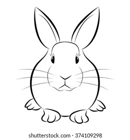 Vector image of an rabbit on white background.Hand drawn Coloring pages with seal, illustration for adult anti stress Coloring books with high details on white background. Vector monochrome sketch