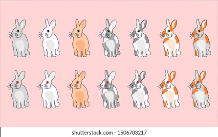 Vector image of a rabbit with various colors