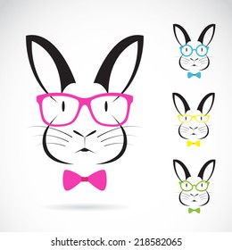 Vector image of a rabbits wear glasses on white background.