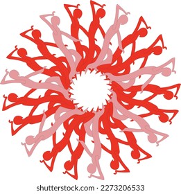 Vector image with radially arranged human patterns