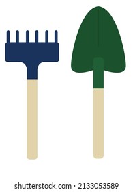 Vektorbild von "Rake and Shovel" auf weißem Hintergrund